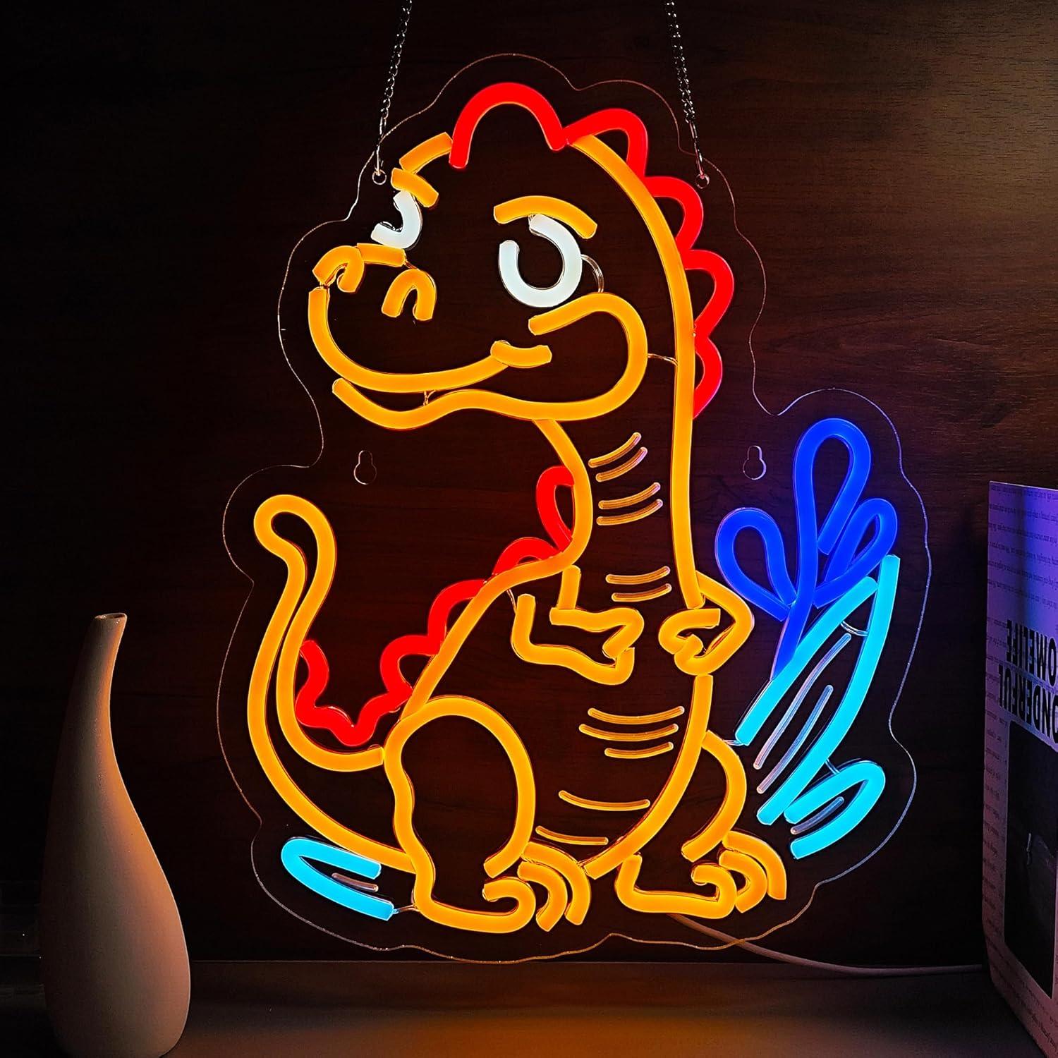 Home Decor Games - Cute Dinosaur Neon Sign Cartoon T-Rex