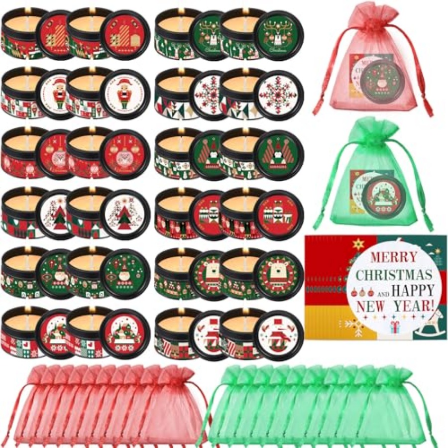 Scented Candle Set - 24 Sets Christmas Scented Soy Wax