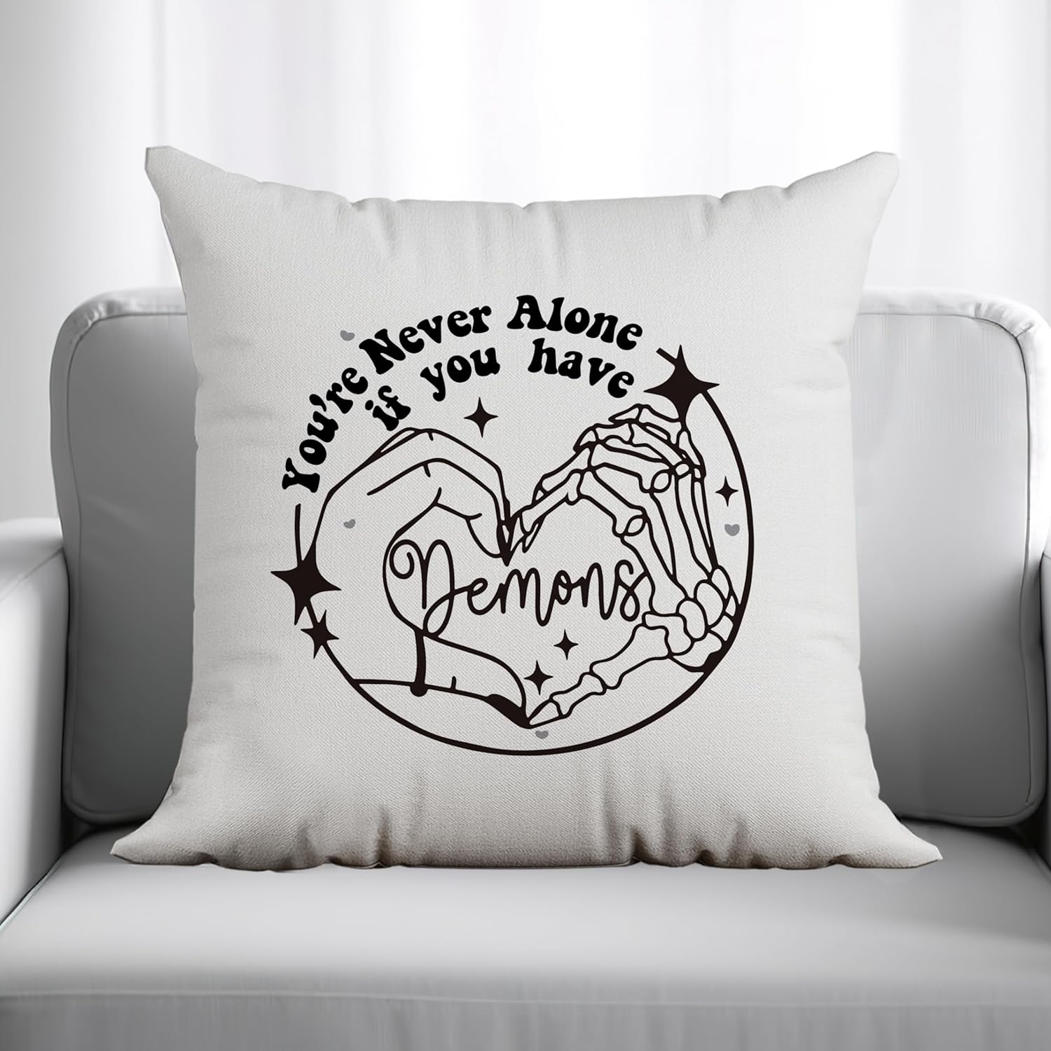Home Decor Quotes Ideas - Gothic Pillow Cover, You're Never Alone