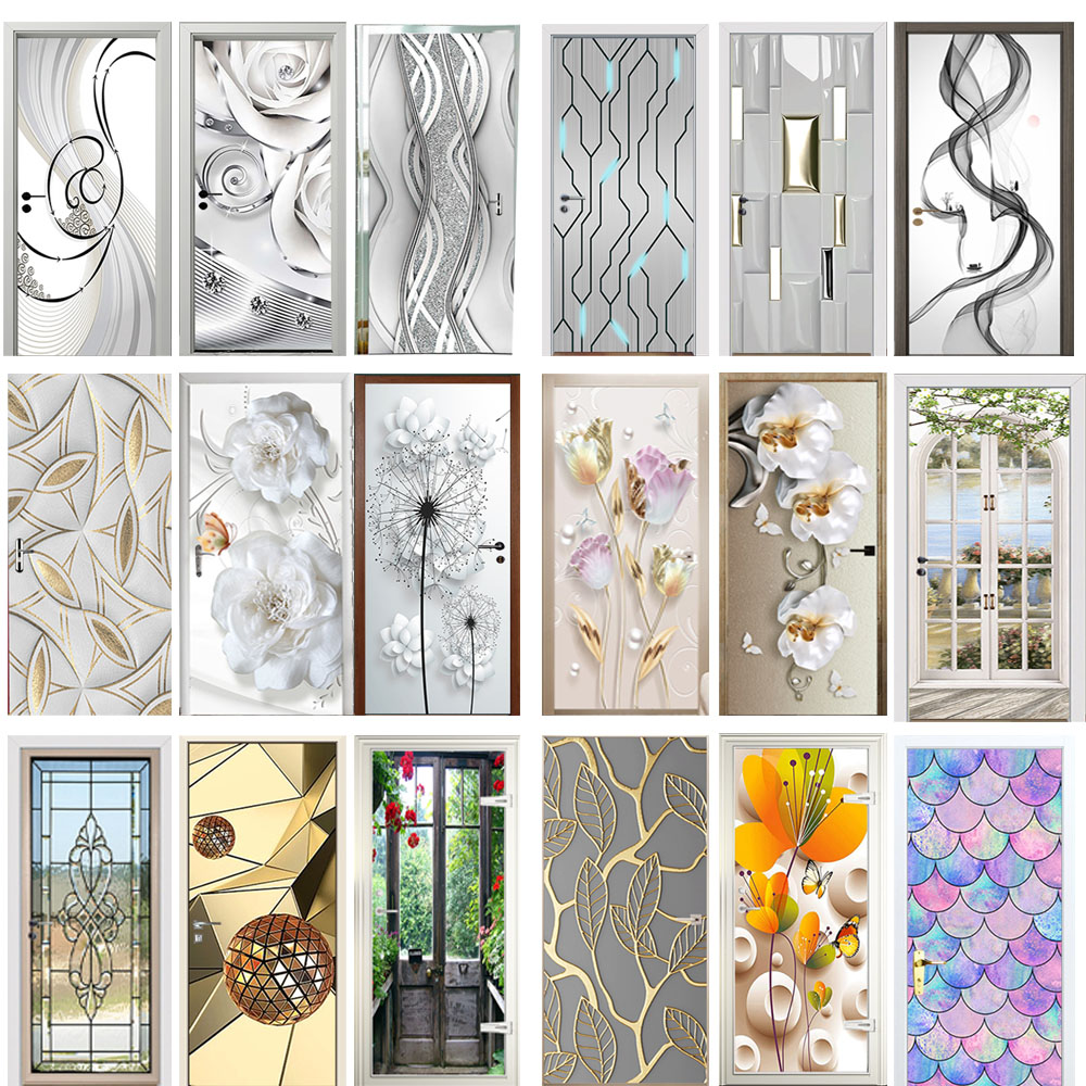 Home Decor On Sale - Modern Door Sticker Simulate Glass Pattern