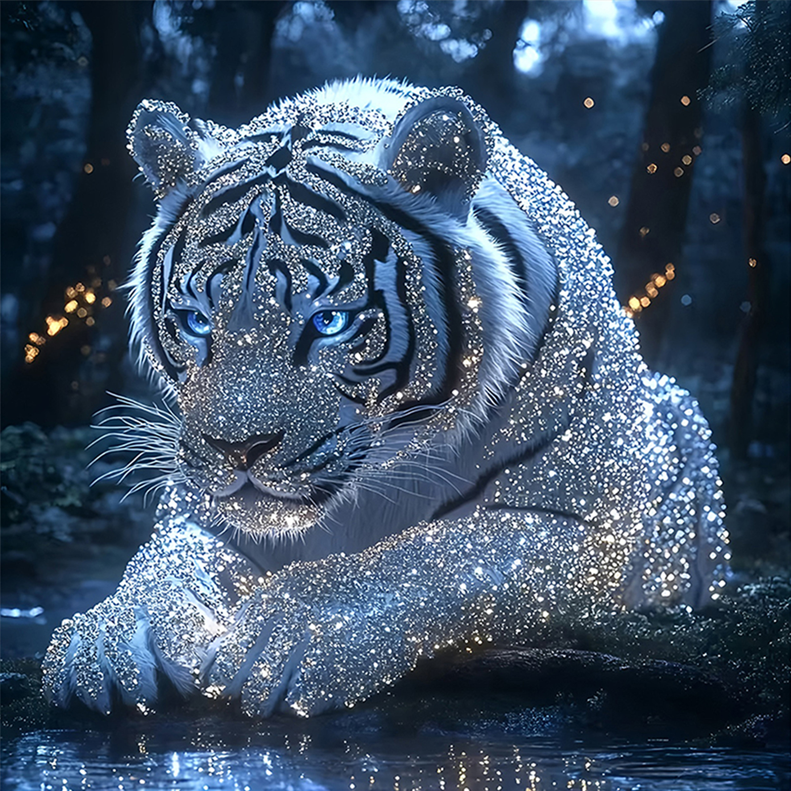 Home Decor Diy Ideas - Flash Tiger Full DIY 5D Round