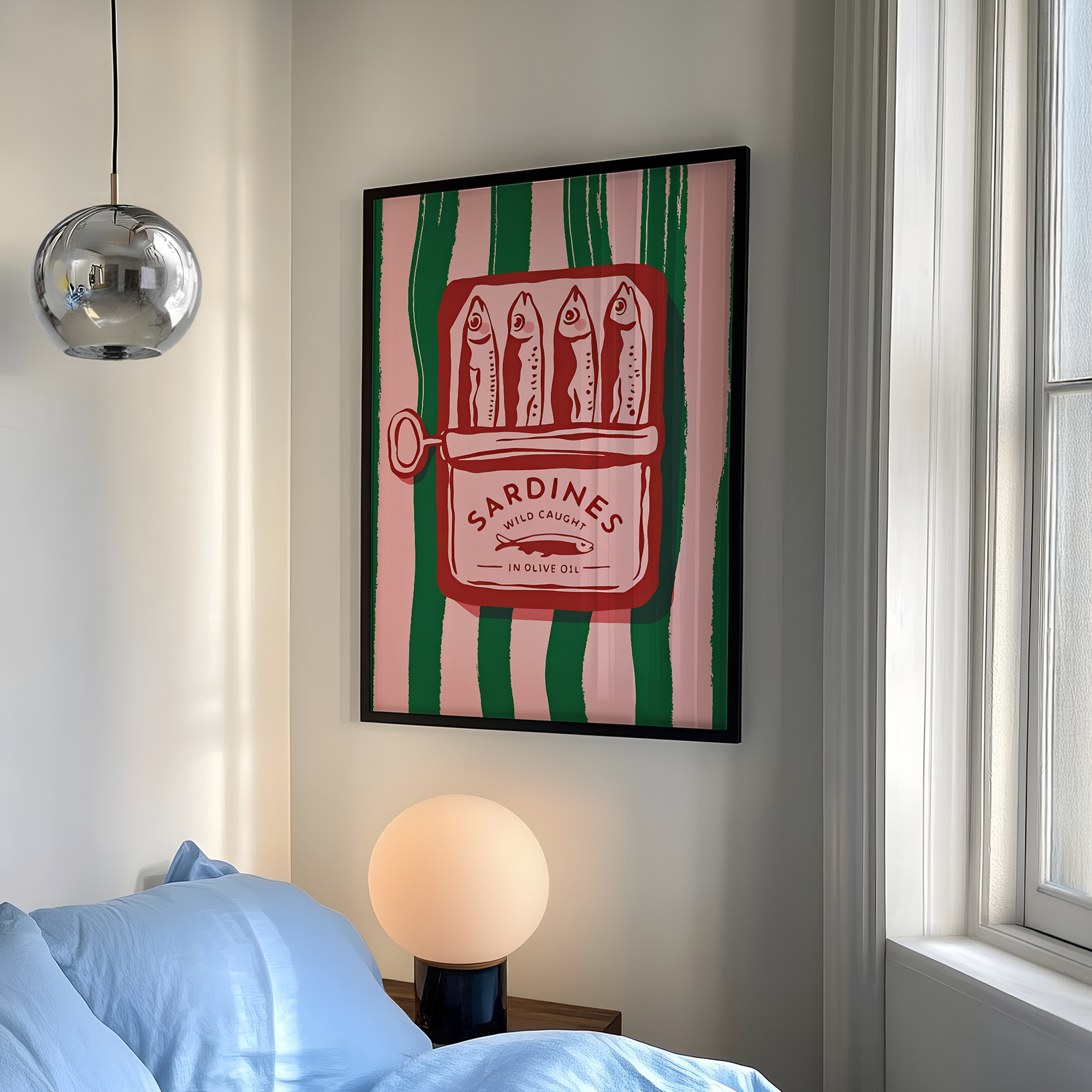 Home Decor Essentials - Vintage Cartoon Olive Oil Sardines Wall