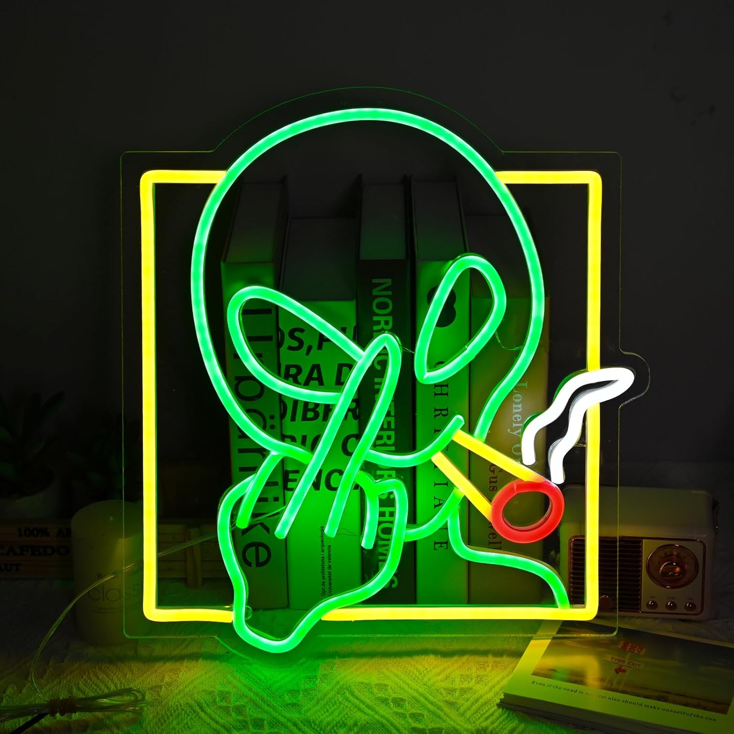 Home Decor Games - Green Alien Neon Sign Art Wall