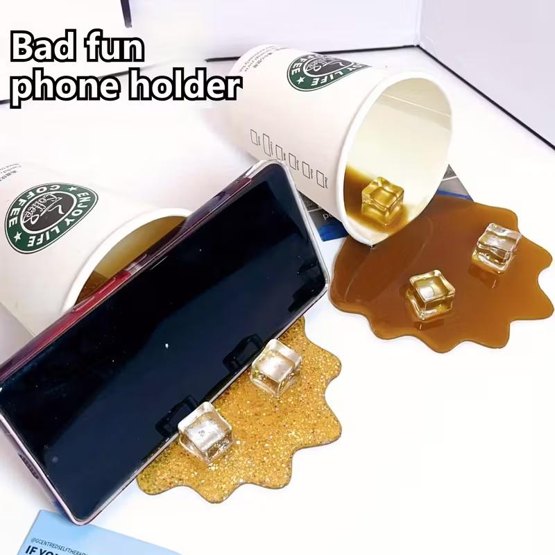 Home Decor Games - 【Beautiful】1pc Overturned Coffee CupPrank Phone Stand,