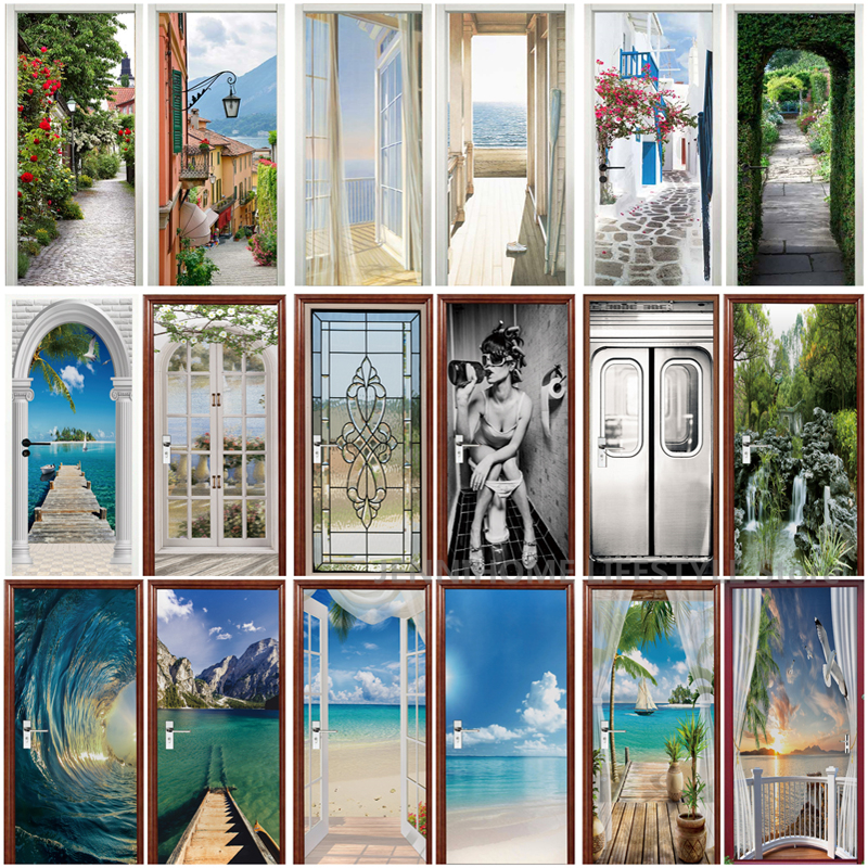 Home Decor On Sale - 3D Landscape Door Stickers Removable Vinilos
