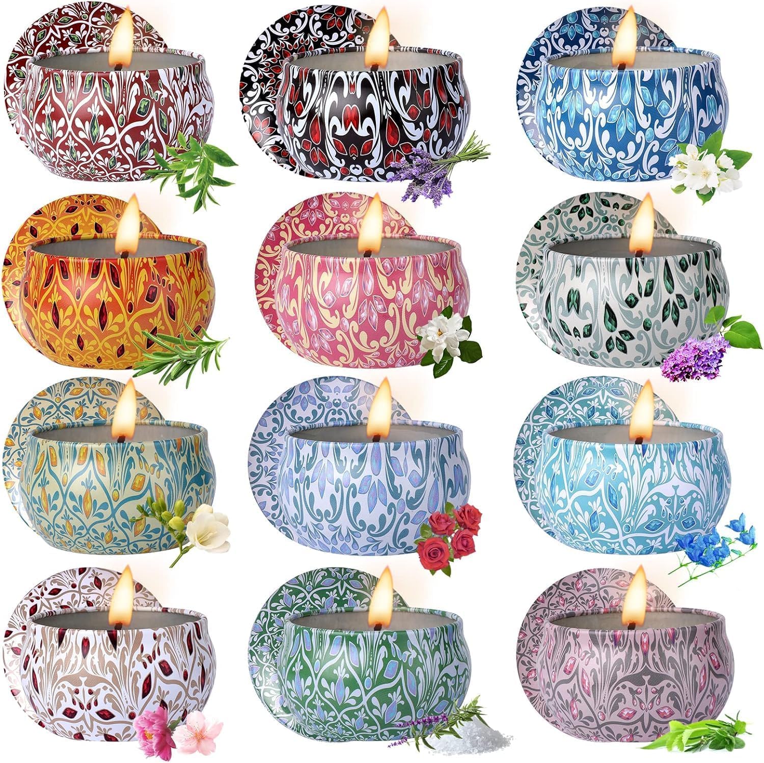 Scented Candle Set - Scented Soy Wax Candles Set, 12
