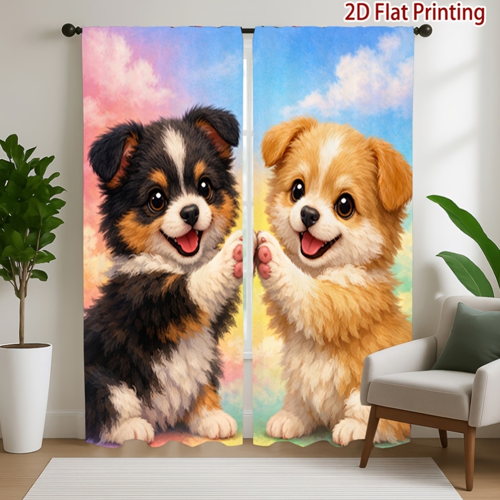 Home Decor Window Blinds - Cute cartoon dog pattern Print Drapes