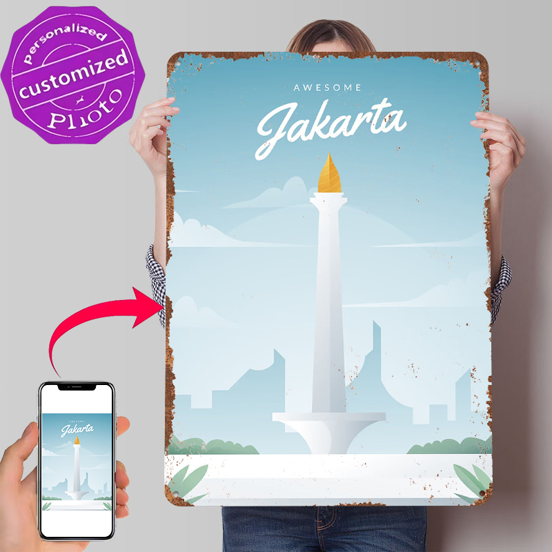 Home Decor Jakarta - Jakarta Indonesia Tinplate Poster Customized Wall