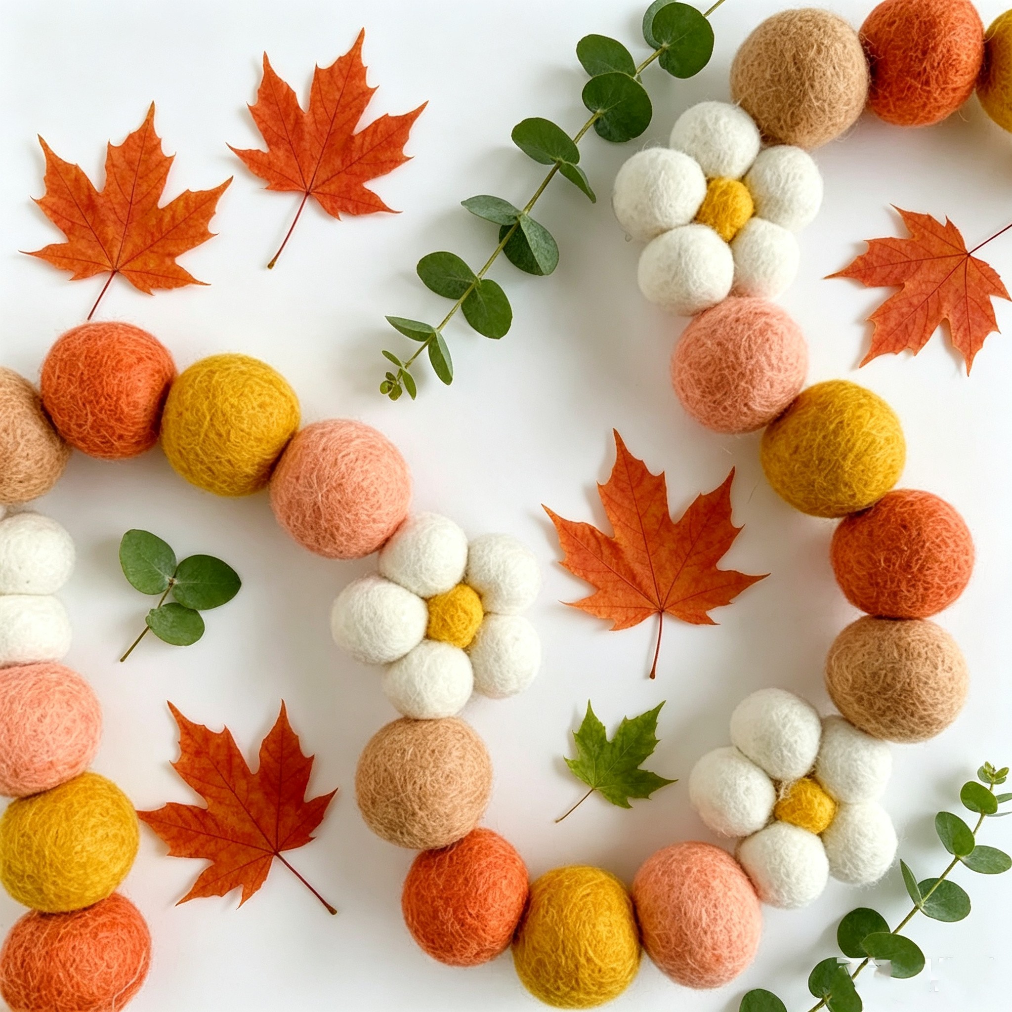 Home Decor Garland - Ins Wool Felt Balls Daisy Flower