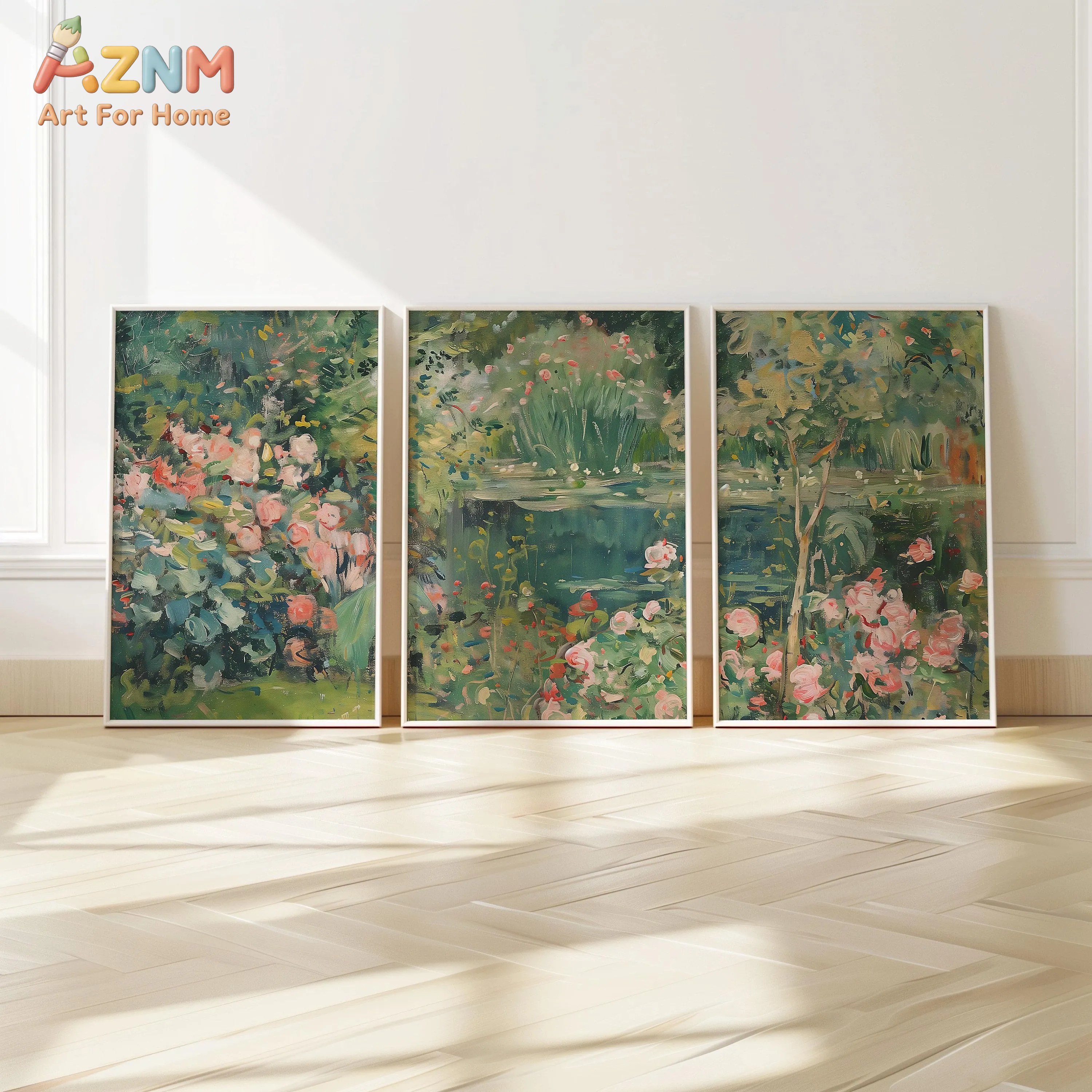 Watercolor Poster Print - 3pcs AZNM Pastel Pink Minimalist White