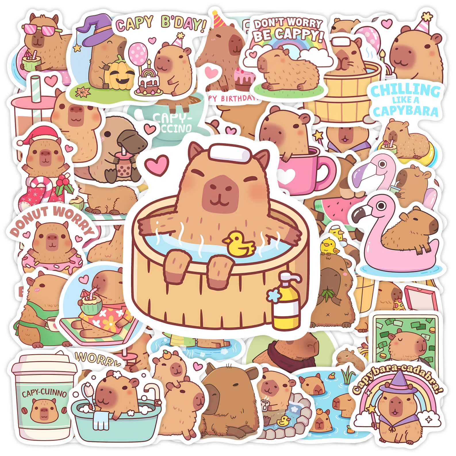Home Decor On Sale - Cute Capybara Cafe Stickers Cartoon Fun
