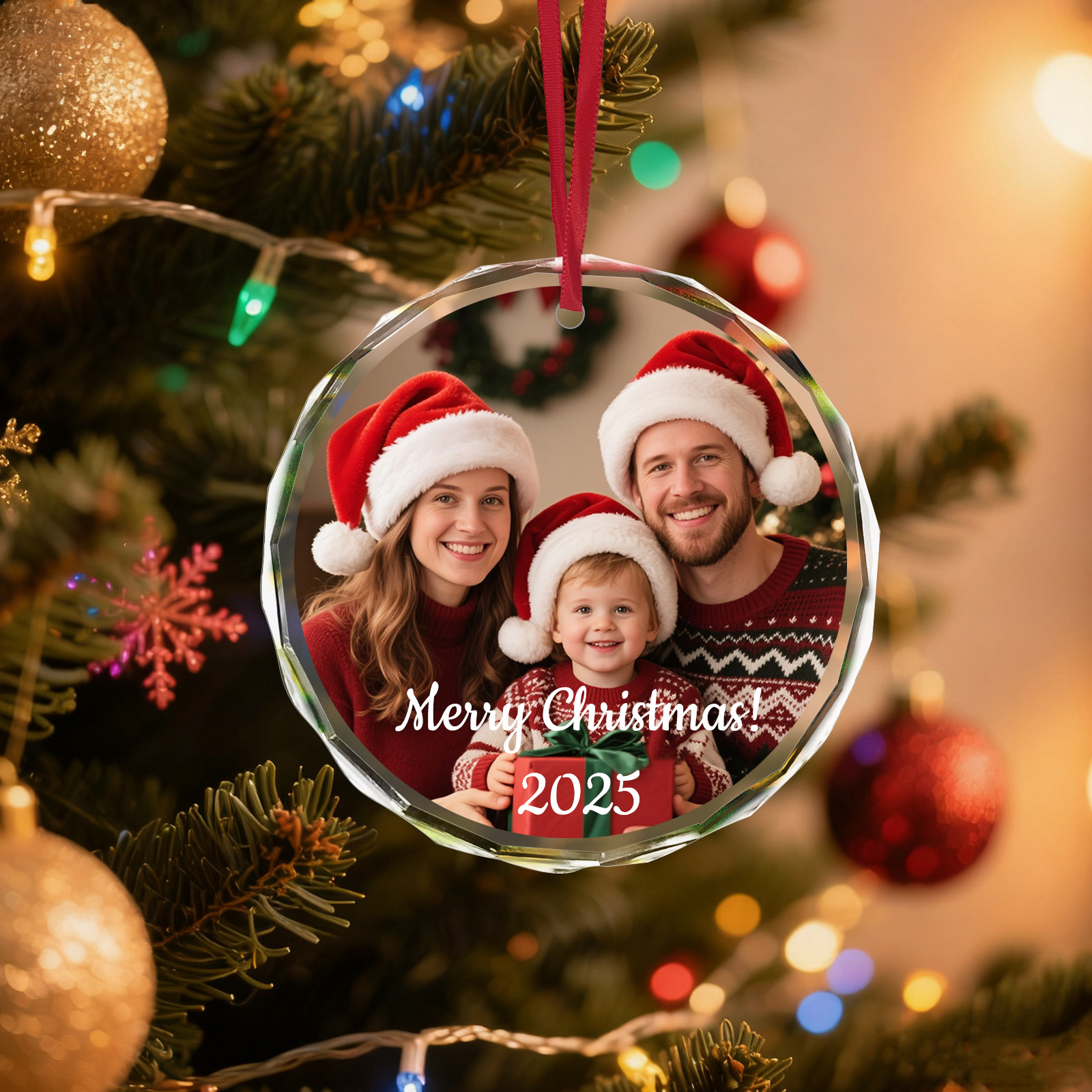 Home Decor Xmas - Custom Christmas Photo Ornament,Personalized Xmas Gift