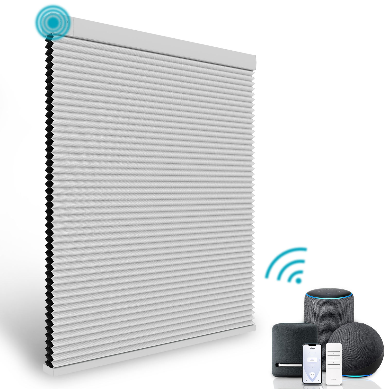 Home Decor Window Blinds - Electric Cellular Shades Light Filtering Honeycomb
