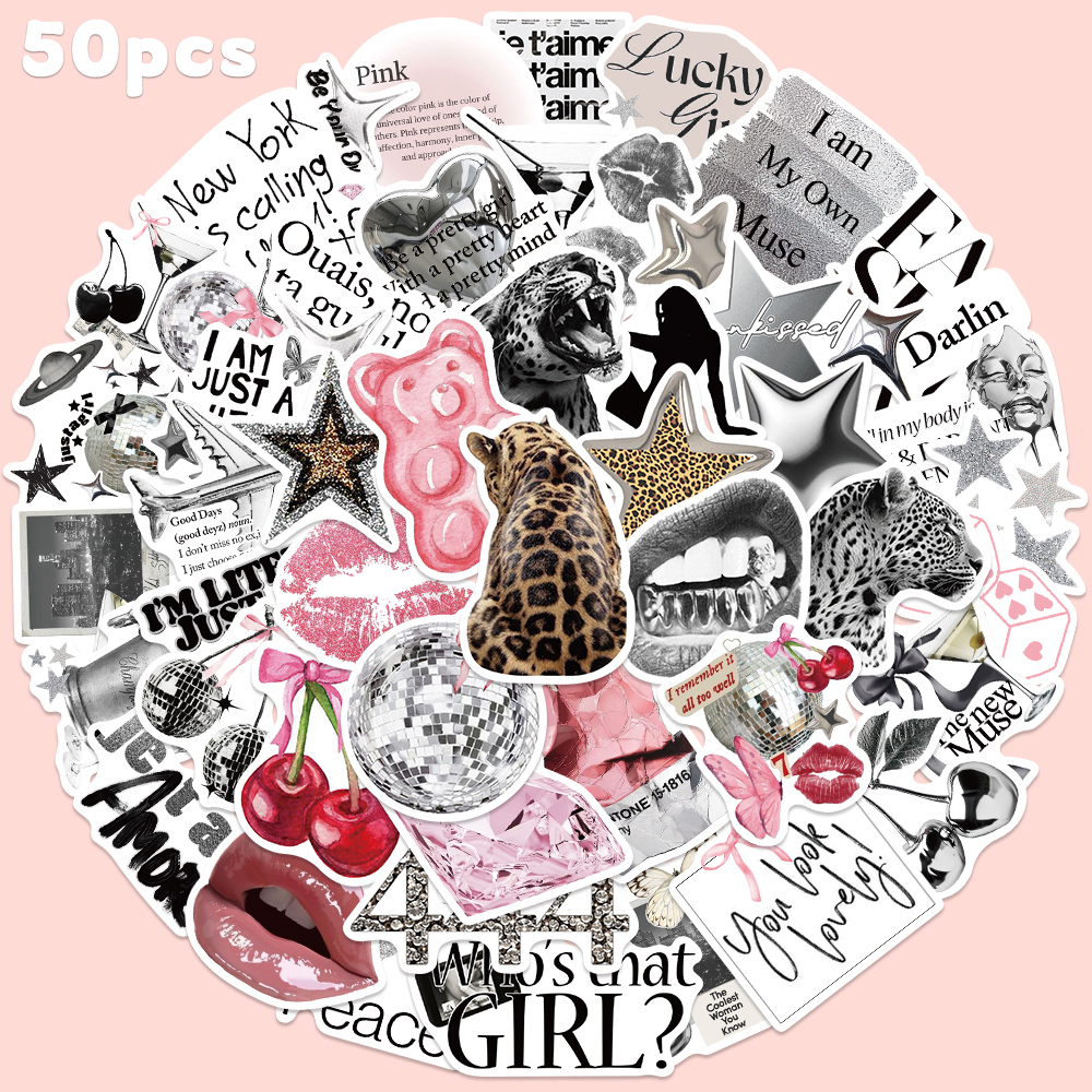 Home Decor Wall Panels - 50pcs Silver Lucky Sticker Fashion Creative