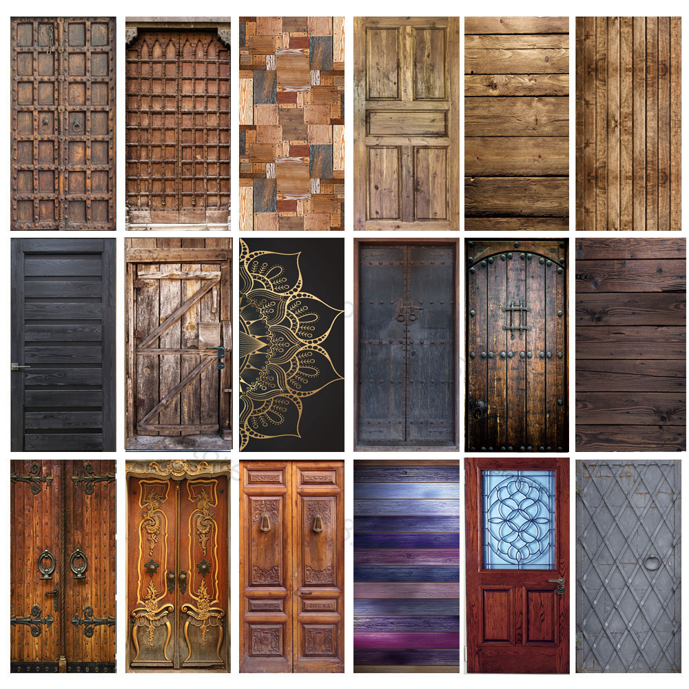 Home Decor On Sale - Imitation Wood Doors Sticker Retro Wooden