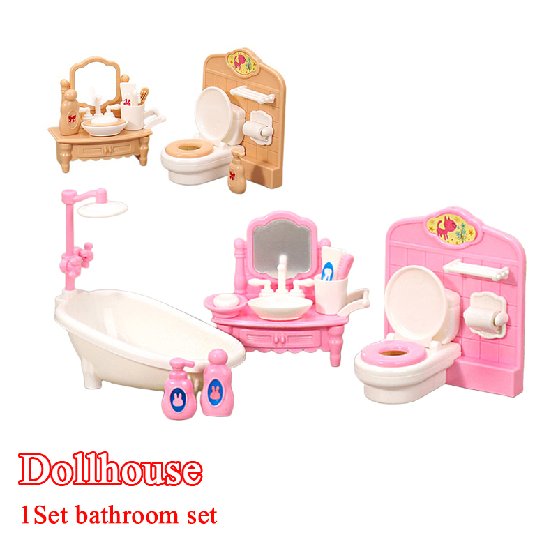 Home Decor Furniture - 1Set 1:12 Dollhouse Miniature Bathtub Toilet