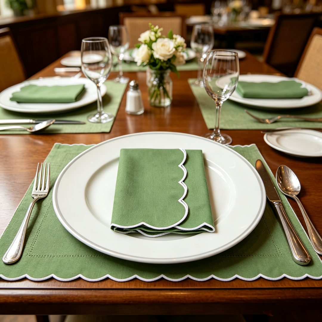 Home Decor Xmas - 1PC Thick Embroidered Placemat with Scallop