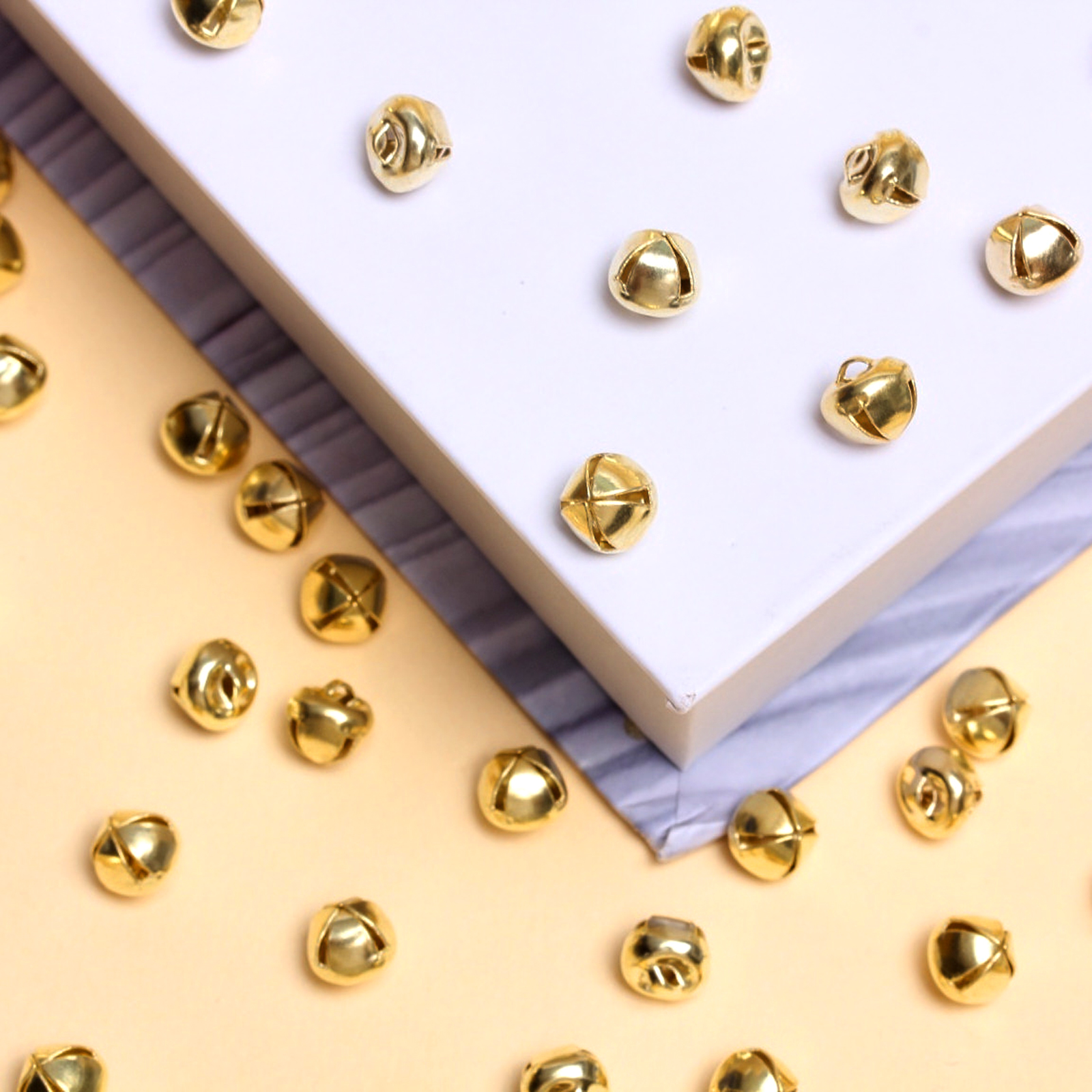 Home Decor Xmas - 100/50Pcs/lot 6mm/8mm/10mm Gold Nickel Christmas Jingle