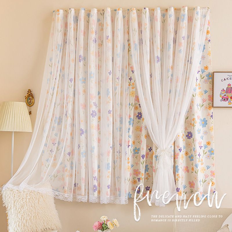 Home Decor Window Blinds - 2 Panels Flower Hook and Loop