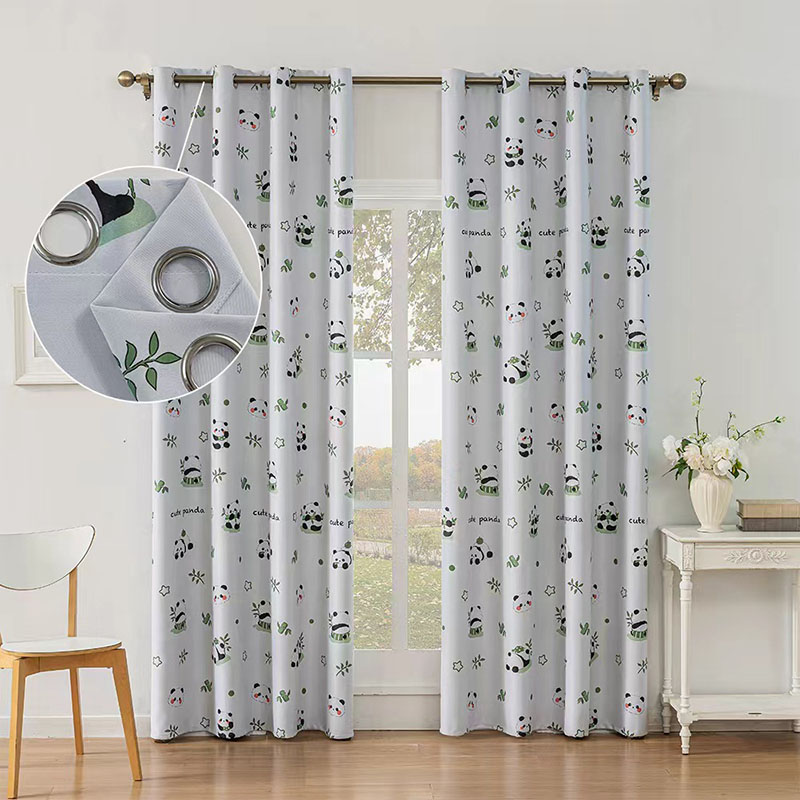 Home Decor Window Blinds - Cartoon Panda 85% Blackout Curtains Living