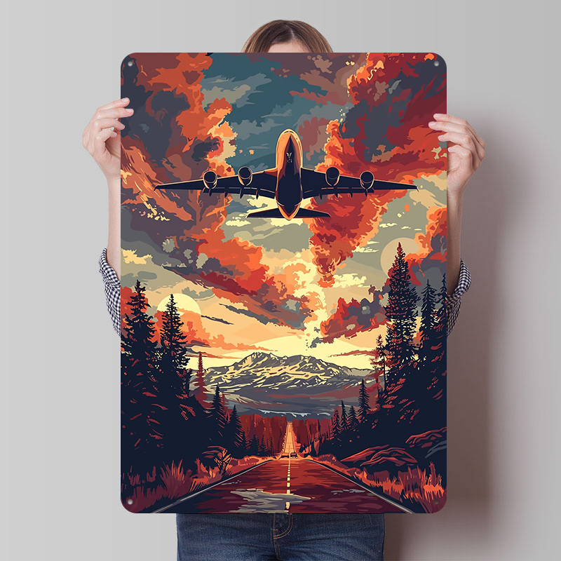 Home Decor Vector - A380 Plane Sky Vector Art Tin