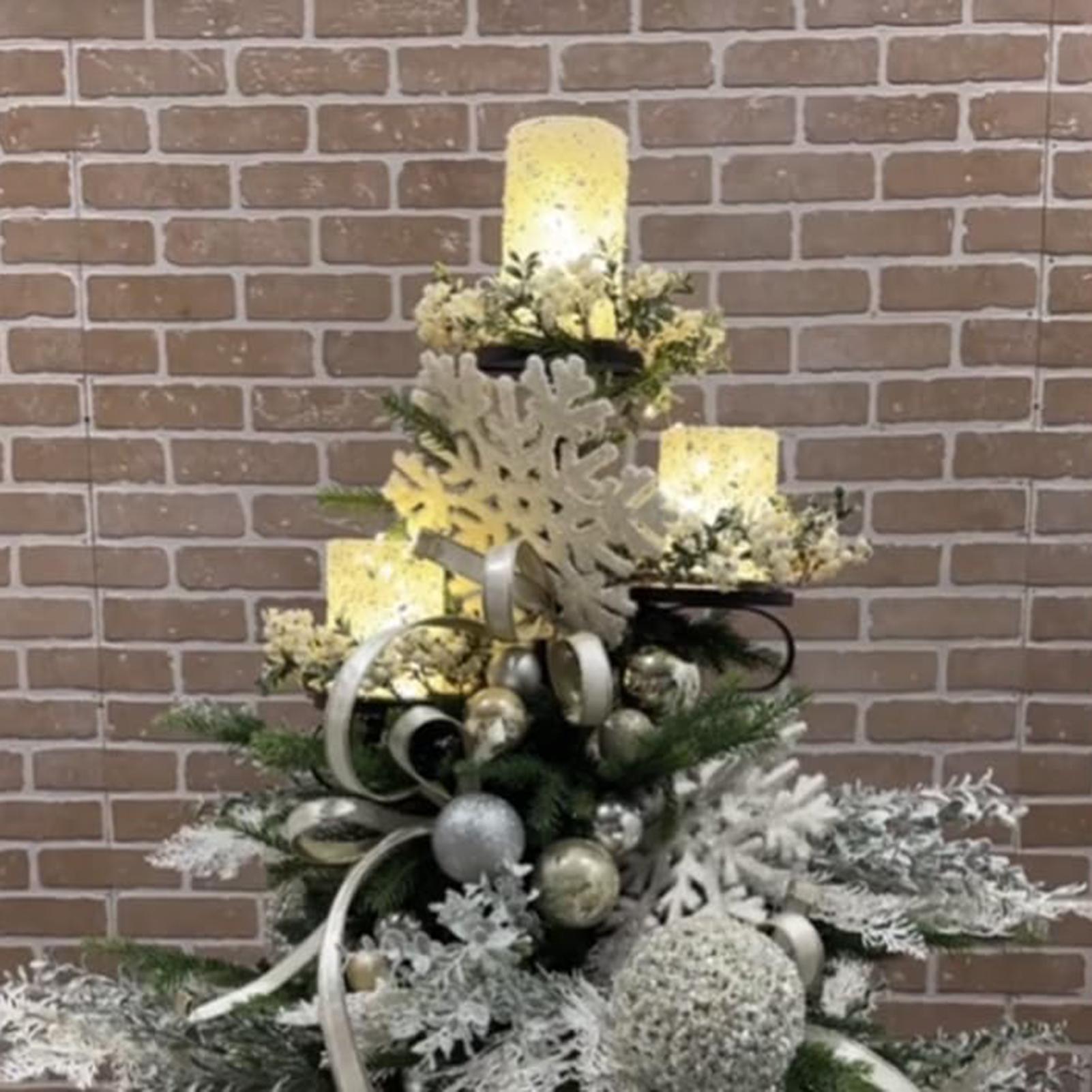 Home Decor Xmas - Metal Black Triple Tree Topper Candelabra