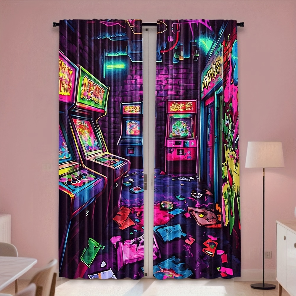 Retro arcade graffiti art desi - مراجعة Home Decor Window Blinds وسعره