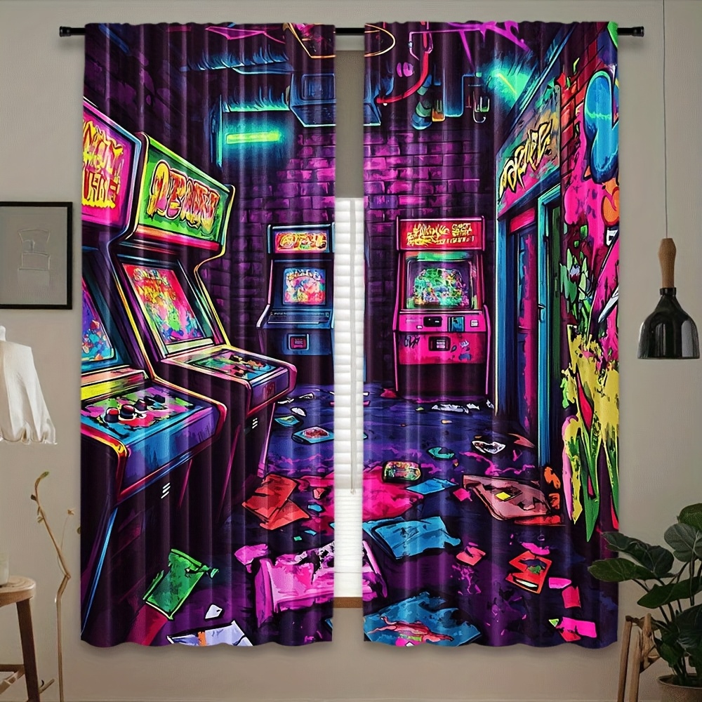 Retro arcade graffiti art desi - مراجعة Home Decor Window Blinds وسعره