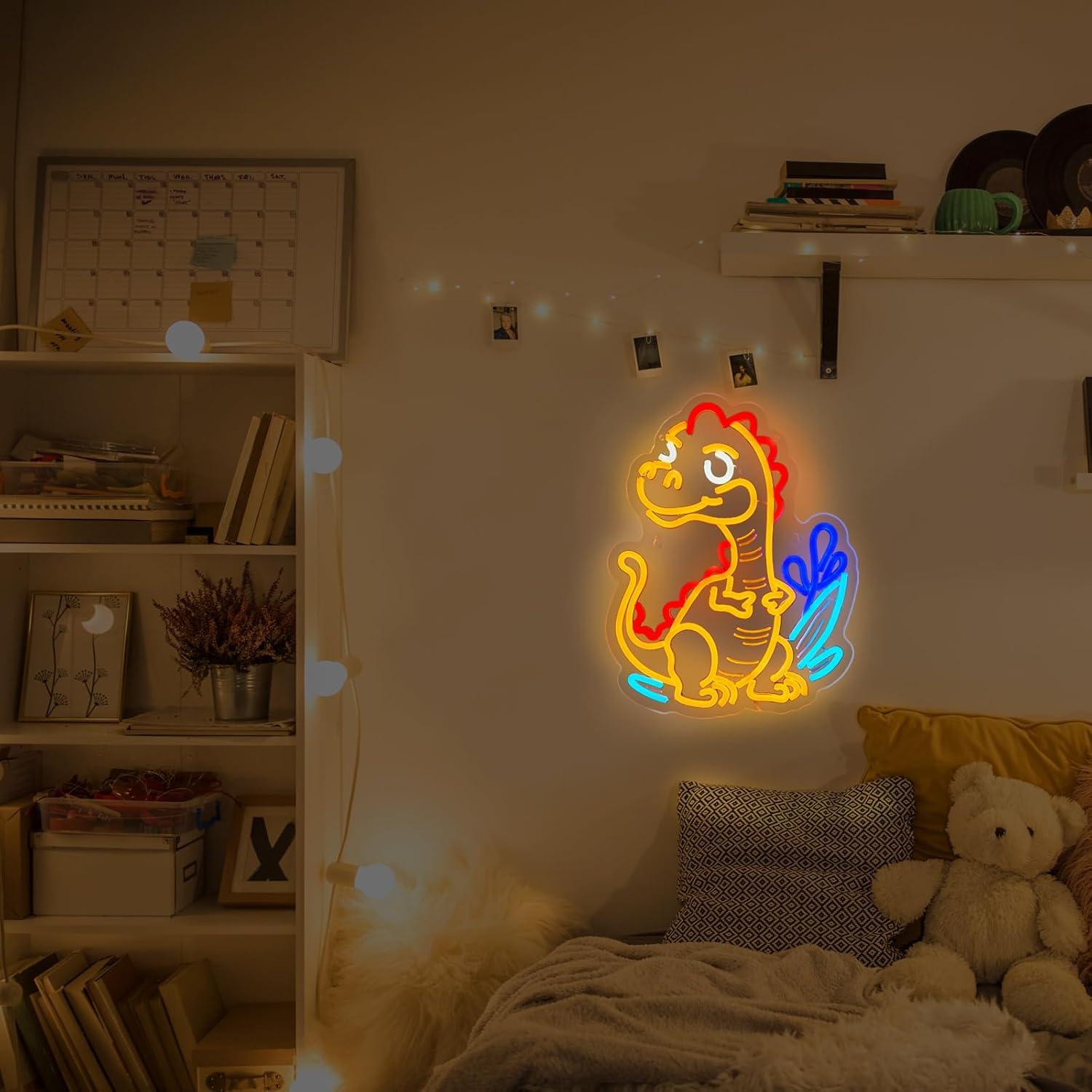 Cute Dinosaur Neon Sign Cartoo - مراجعة Home Decor Games وسعره
