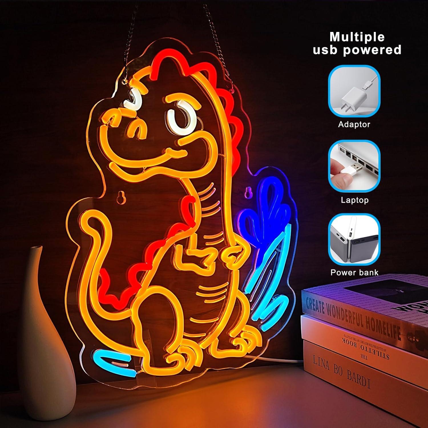 Cute Dinosaur Neon Sign Cartoo - مراجعة Home Decor Games وسعره