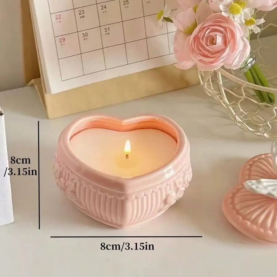 Heart Ceramic Candle Jar With  - مراجعة Scented Candle Set وسعره