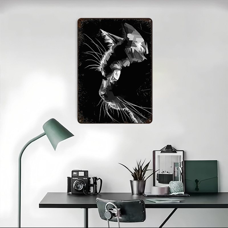Black Cat Vector Art Printed P - مراجعة Home Decor Vector وسعره
