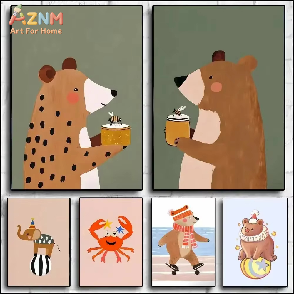 Adorable Circus Animals Canvas - مراجعة Watercolor Poster Print وسعره