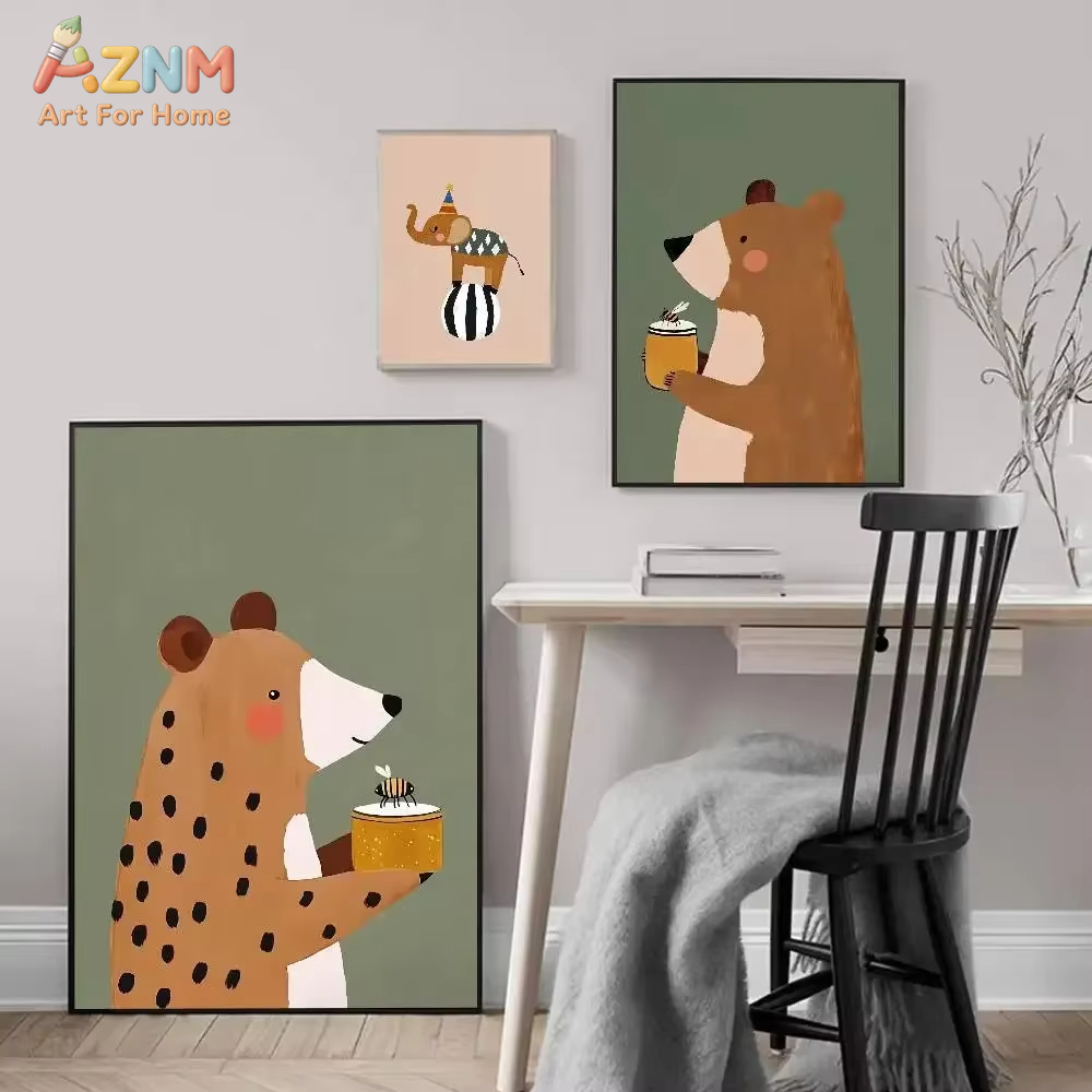 Adorable Circus Animals Canvas - مراجعة Watercolor Poster Print وسعره