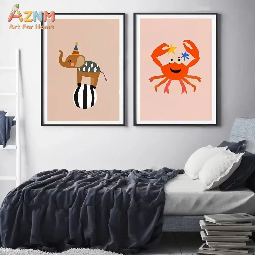 Adorable Circus Animals Canvas - مراجعة Watercolor Poster Print وسعره