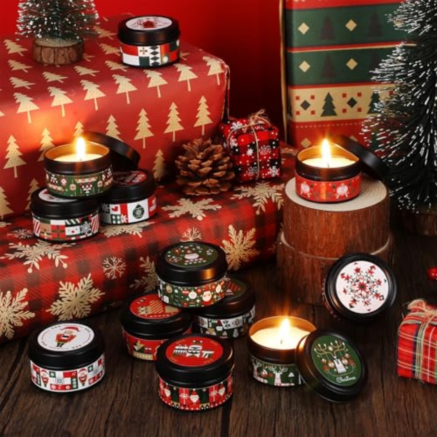 24 Sets Christmas Scented Soy  - مراجعة Scented Candle Set وسعره