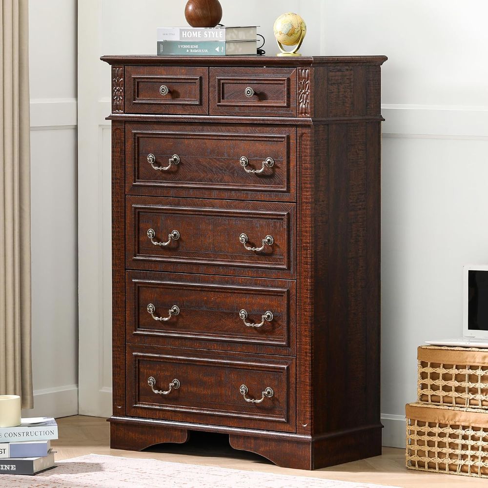6-Drawer Tall Dresser for Bedr - مراجعة Home Decor Furniture وسعره