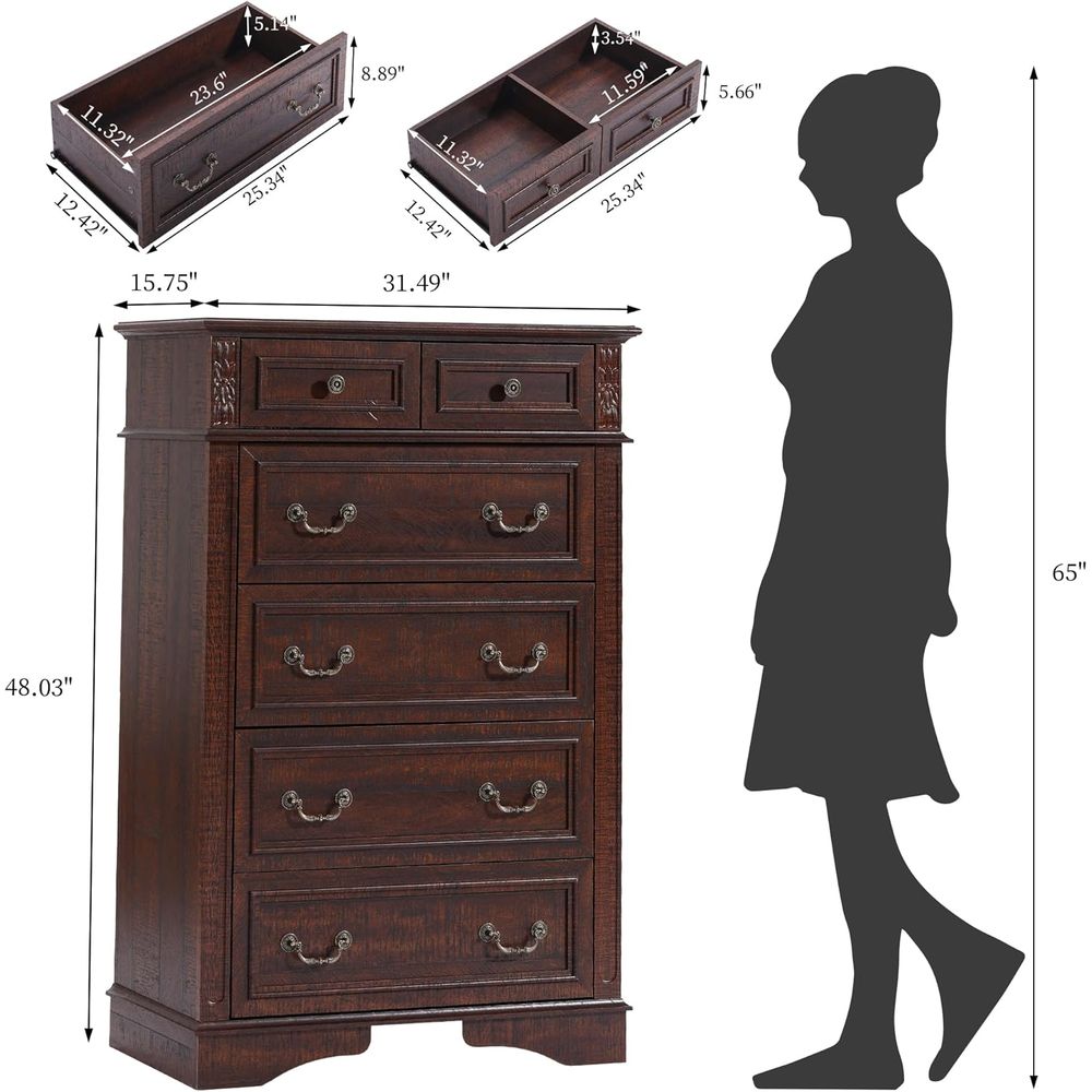 6-Drawer Tall Dresser for Bedr - مراجعة Home Decor Furniture وسعره