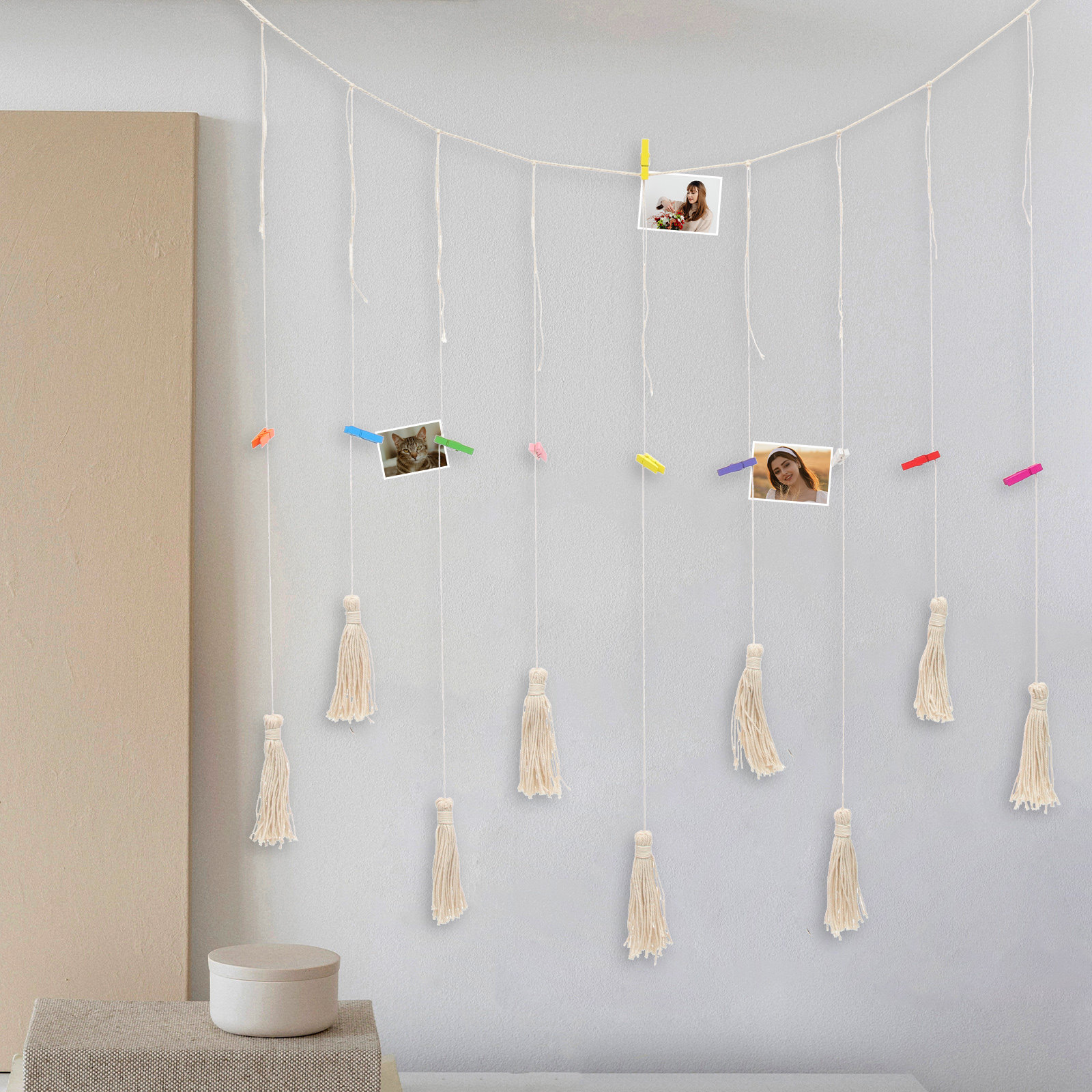1Set Photo Display Hemp Rope T - مراجعة Home Decor Garland وسعره