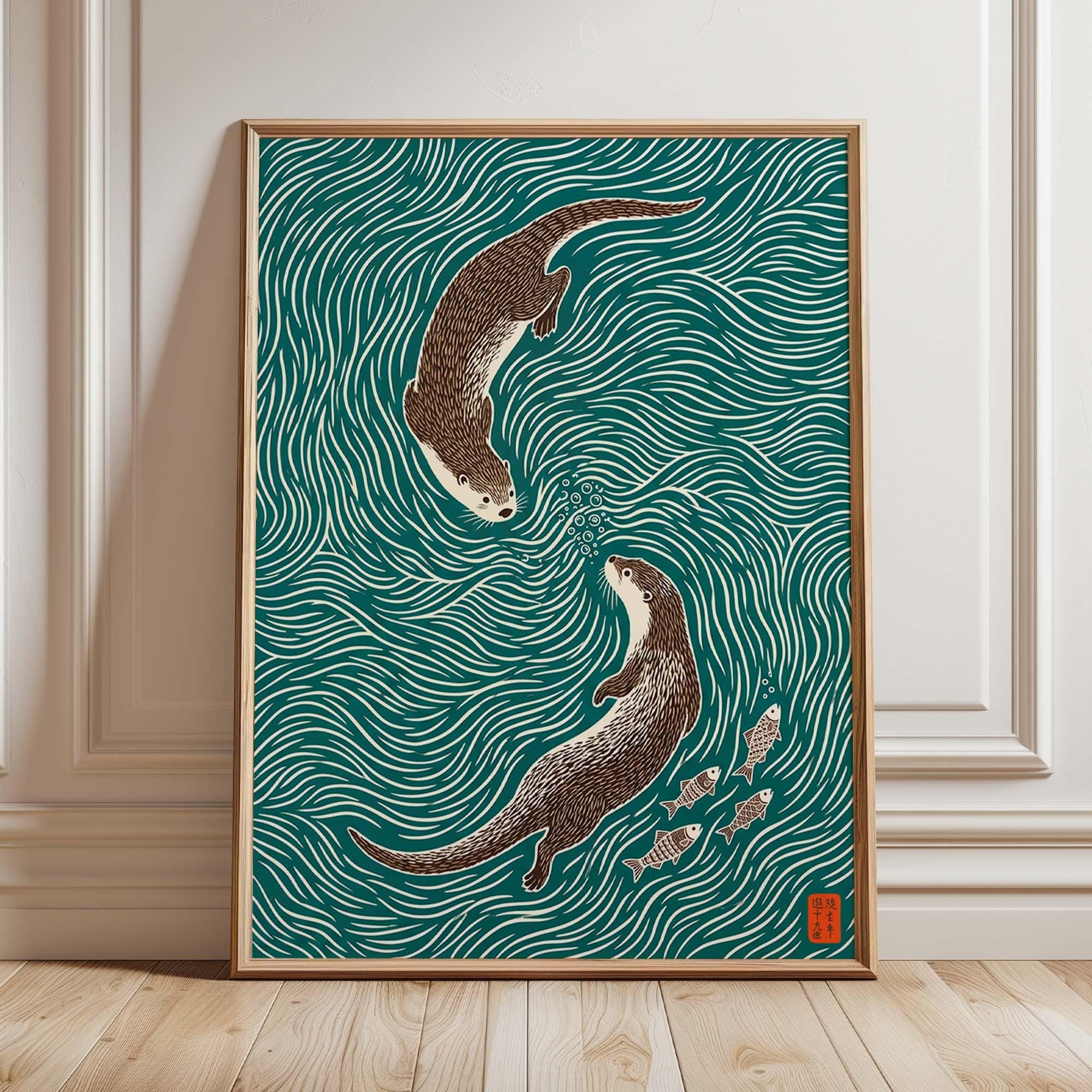 Japanese Otter Canvas Prints P - مراجعة Home Decor Japandi Style وسعره