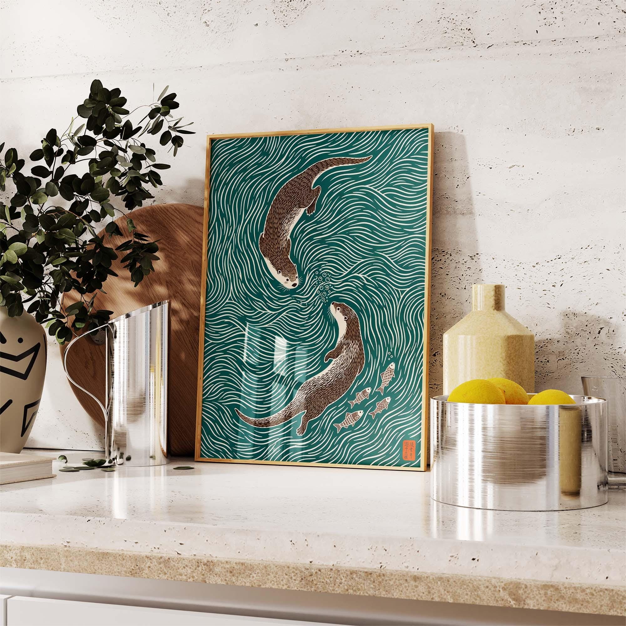 Japanese Otter Canvas Prints P - مراجعة Home Decor Japandi Style وسعره