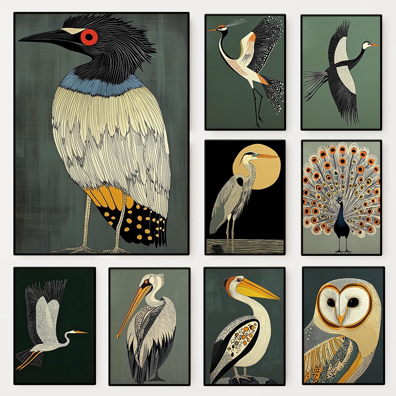 Vintage Japandi Nature Bird Po - مراجعة Home Decor Japandi Style وسعره