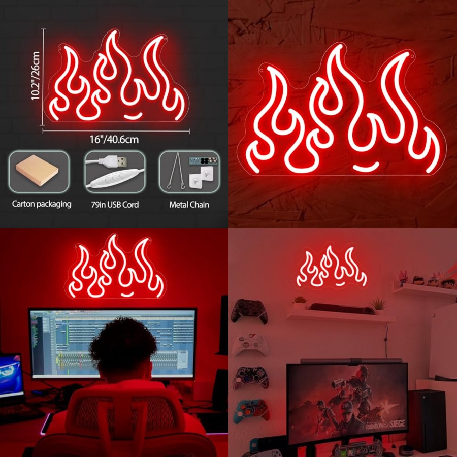 Neon Sign LED Wall Light for G - مراجعة Home Decor Games وسعره