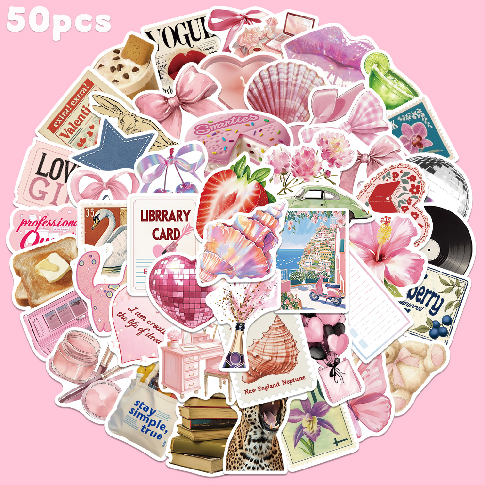 50pcs Pink Bow Sticker Fashion - مراجعة Home Decor Wall Panels وسعره