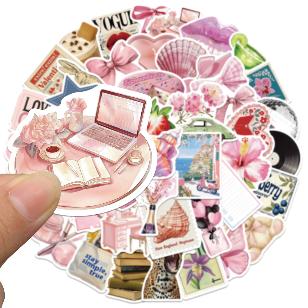 50pcs Pink Bow Sticker Fashion - مراجعة Home Decor Wall Panels وسعره