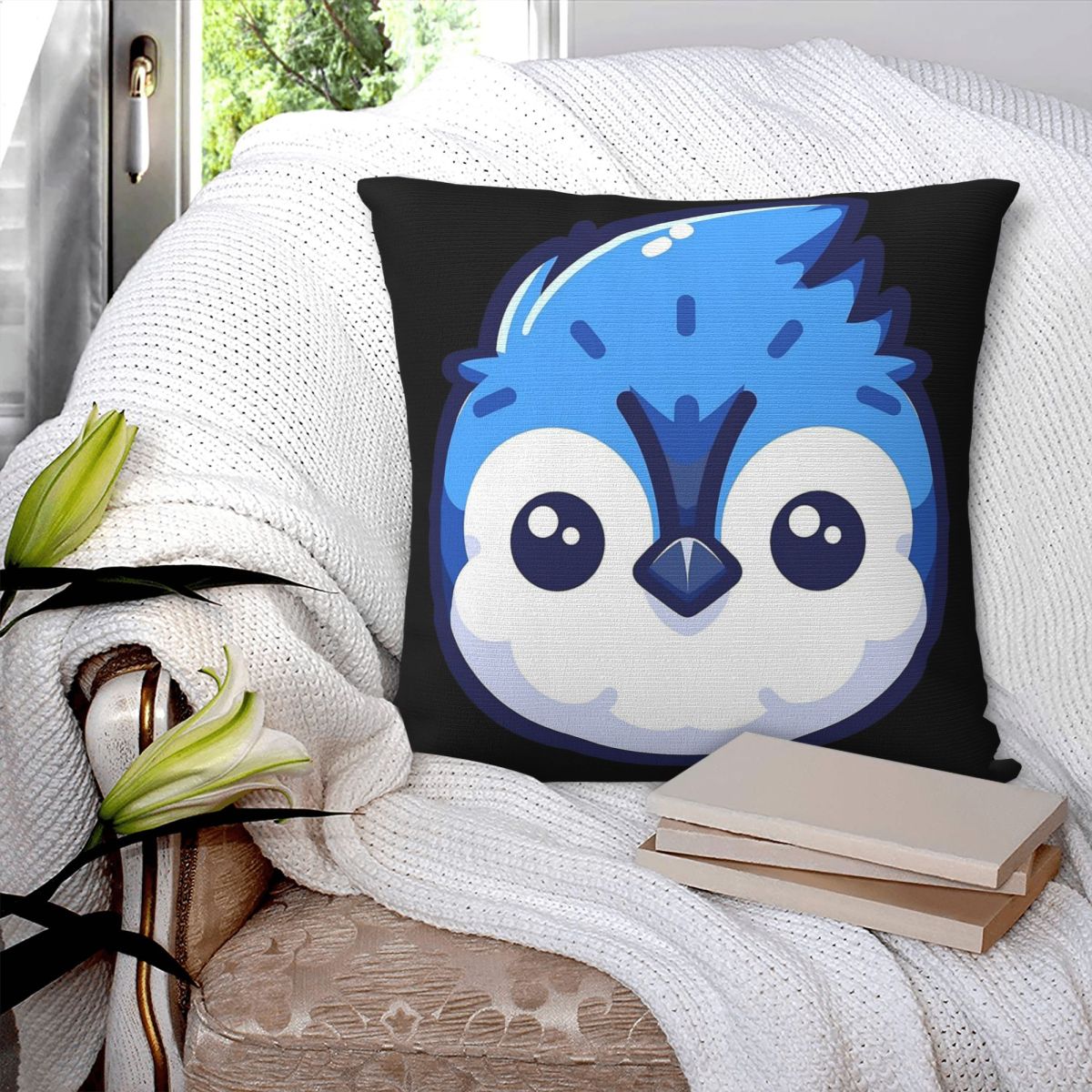 Cute Vectoral Blue Jay Face Sq - مراجعة Home Decor Vector وسعره