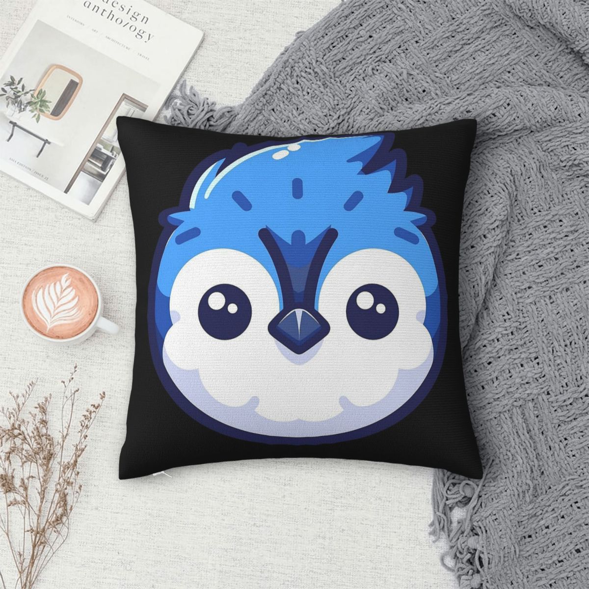 Cute Vectoral Blue Jay Face Sq - مراجعة Home Decor Vector وسعره