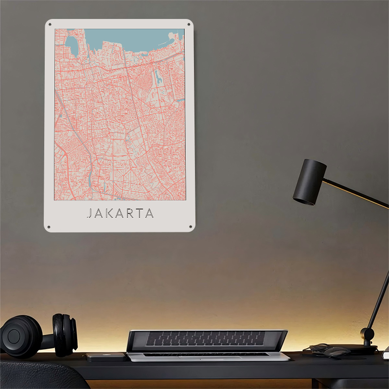 Jakarta Vintage Map Metal Post - مراجعة Home Decor Jakarta وسعره