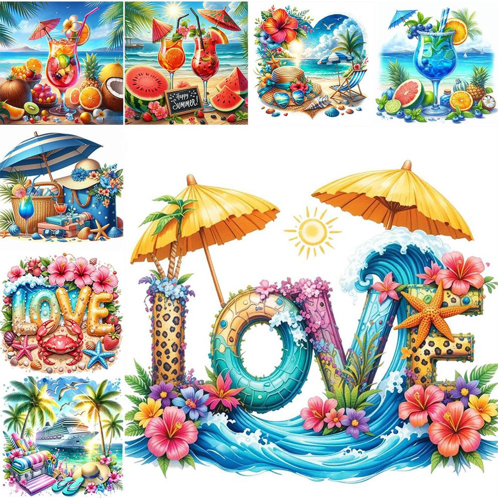 Summer Beach Full DIY 5D Round - مراجعة Home Decor Diy Ideas وسعره