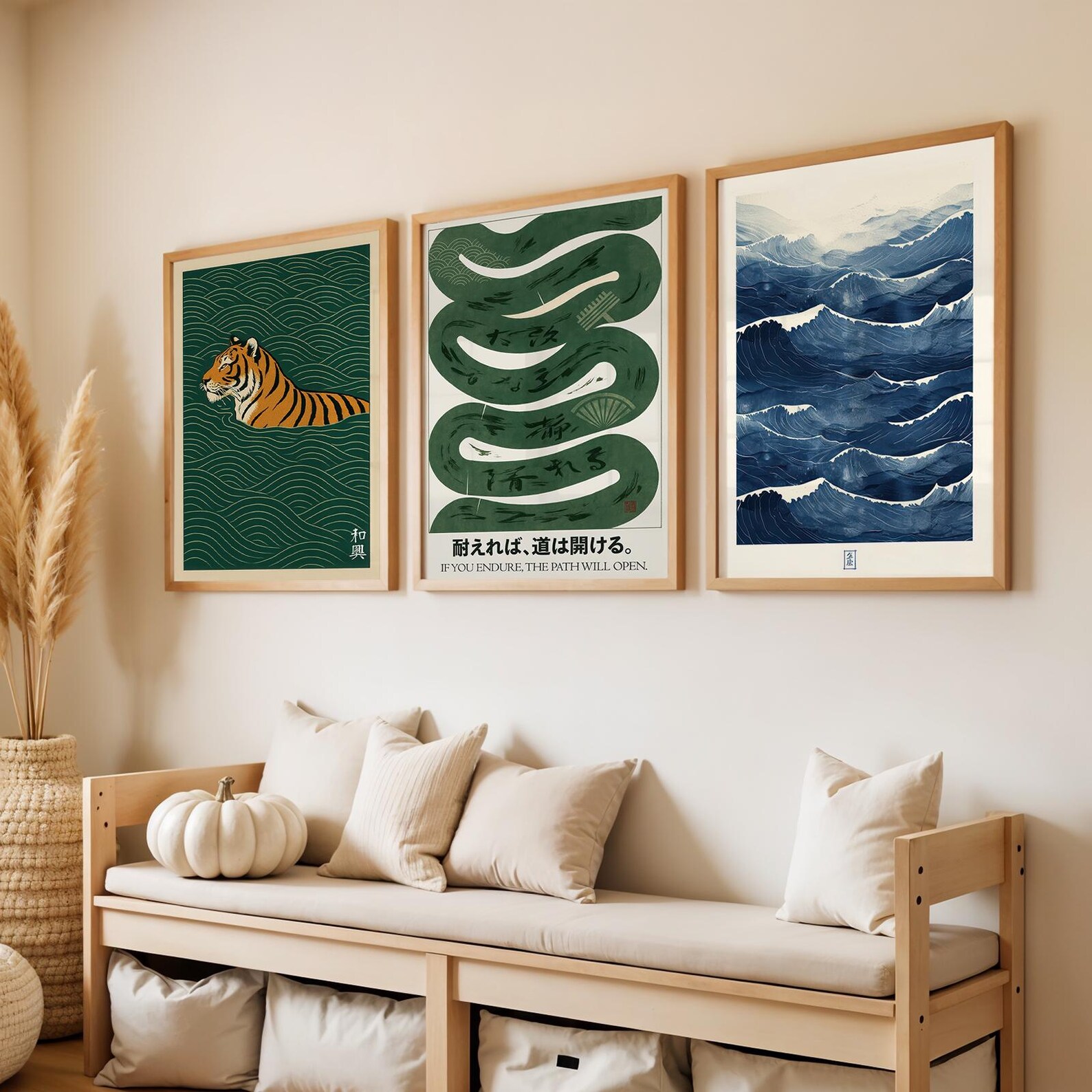3pcs/set Japanese Canvas Wall  - مراجعة Home Decor Japandi Style وسعره